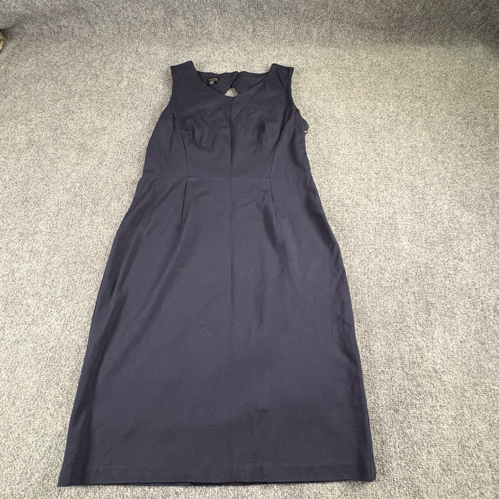 Talbots Sheath Dress 10 Navy Career Office Minimalist Cocktail Keyhole Back